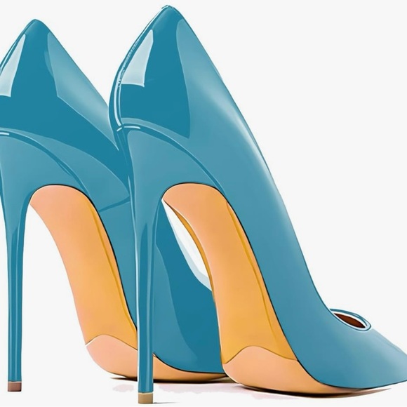 Pre-Owned Dark Turquoise Qunvngutui Pointed Toe Heels - Picture 6 of 10